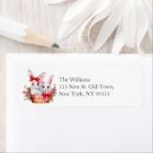 Jolies lapines de Noël dans un Étiquette de adress (En situation)