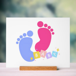 Jolies lettres de blocs de empreintes de bébé rose