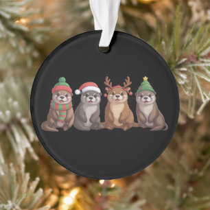 Jolies loutres de Noël lumières drôles de Noël ani