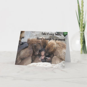 Jolies mères singes et bébé animal note carte de v