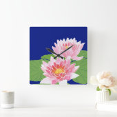 Jolies nappes d'eau rose : horloge murale Carré (Maison)