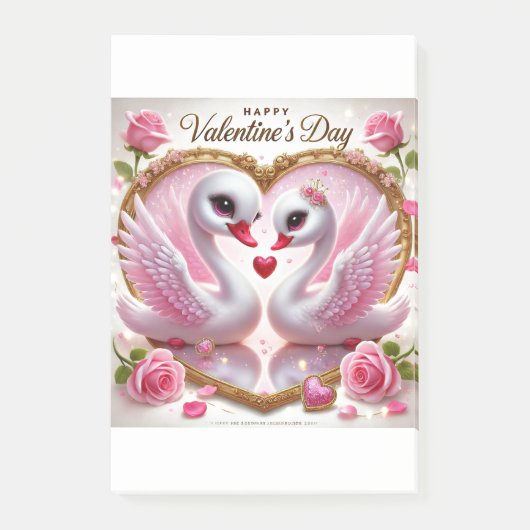 Jolies notes Post-It Rose en forme de cygne pour l (Devant)