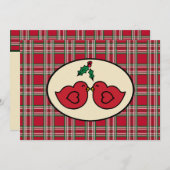 Jolies Oiseaux Noël Invitations (Devant / Derrière)