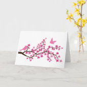 Jolies oiseaux sur carte de branche de fleurs de c (Fleur jaune)