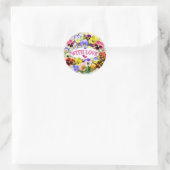 Jolies Pansies Avec Sticker Classic Round Love (Sac)