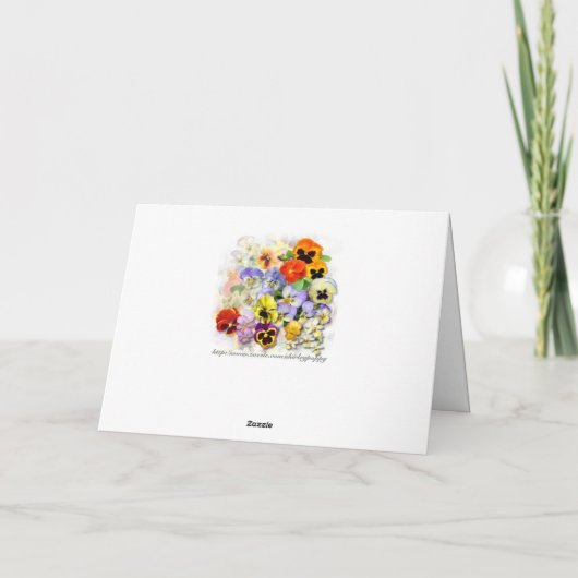 Jolies Pansies Obtenez Bonne Carte De Voeux (Dos)