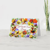 Jolies Pansies Obtenez Bonne Carte De Voeux (Devant)