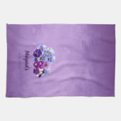 Jolies Pansies Personalisées Violet serviette de c (Horizontal)