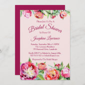 Jolies Peonies Floral Bridal Showches Invitations (Devant / Derrière)