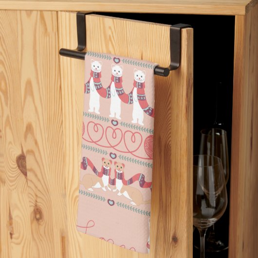 Jolies serviettes de cuisine Ermines (Pliage en tiers)