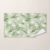  Jolies Tulipes Blanches Vertes   (Serviette à main)