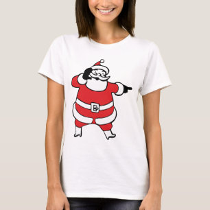 Jolige Kerstman die rendieren roept met Kerstmis T-shirt