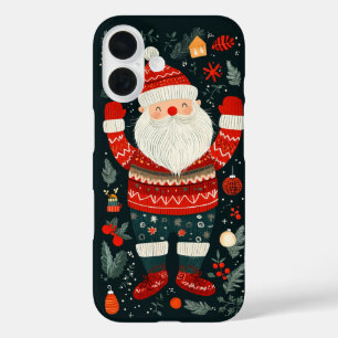 Jolige Kerstman Festieve Winter Elementen iPhone 16 Hoesje
