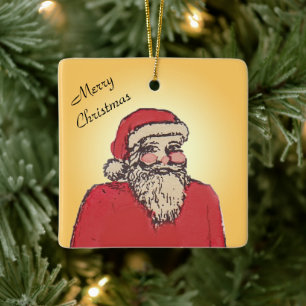Jolige Kerstman met jouw tekst Keramisch Ornament