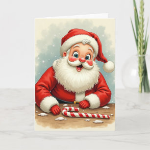 Jolige Oude Man Met Suikerstok Kerstkaart Kaart