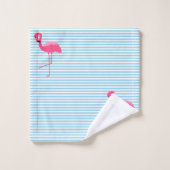 JOLIMENT BLEUE STRIPE FLAMANT ROSE SALLE DE BAINS  (Gant de toilette)