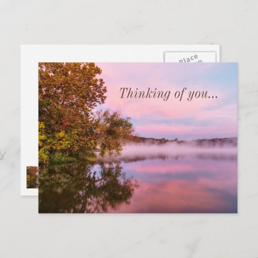 Joliment Rose Matin Penser De Vous Carte Postale (Devant / Derrière)