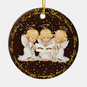 Jolis anges chantant des cantiques Ornement en cér