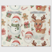 Jolis animaux de la forêt Papier cadeau de Noël (Plat)