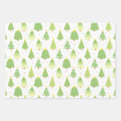 Jolis arbres de Noël Papier cadeau ensemble de 3 (Devant)