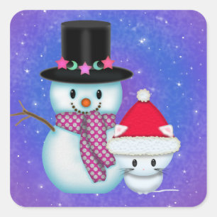 Jolis autocollants de Noël bonhomme de neige et ch