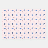 Jolis Ballons Bleus sur Papier de Naissance Rose (Devant)