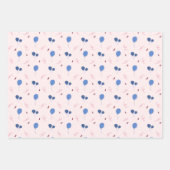 Jolis Ballons Bleus sur Papier de Naissance Rose (Devant 3)
