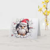 Jolis bébés animaux de Noël Chouette 3D Carte de v (Fleur jaune)