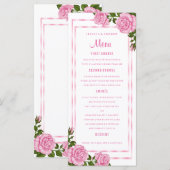 Jolis bouquets de coin roses Menu de mariage (Devant / Derrière)