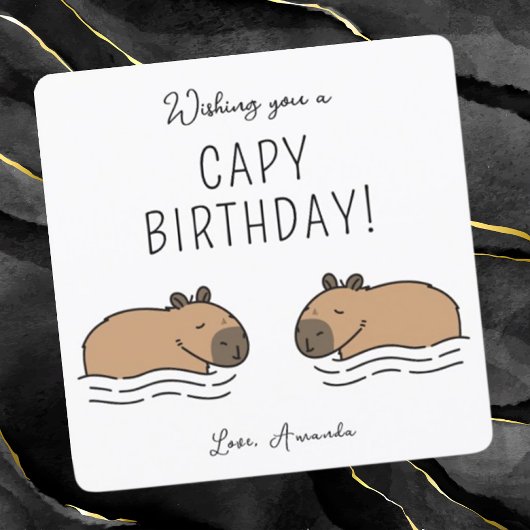 Jolis Capybaras Nageants Carte d'anniversaire Capy