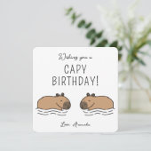 Jolis Capybaras Nageants Carte d'anniversaire Capy (Debout devant)