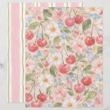 Jolis Cerises et Fleurs Papier Scrapbook de Campag