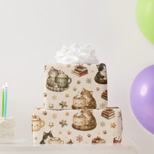 Jolis Chatons Chocolat Chaud Papier Cadeau Noël
