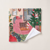 Jolis chats rétro motif Noël (Gant de toilette)