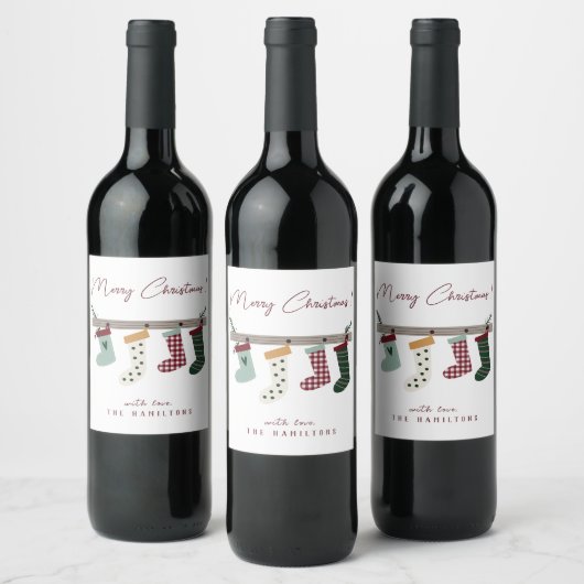 Jolis chaussons de Noël Autocollant rond classique (Bouteilles)