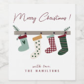 Jolis chaussons de Noël Autocollant rond classique (Étiquettes simples)