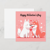 Jolis chiens de la Saint-Valentin sur carte plate (Devant / Derrière)