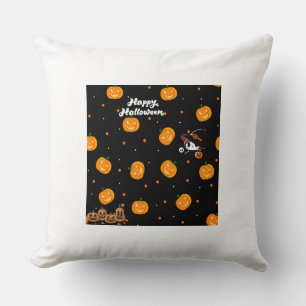 Jolis citrouilles de Halloween heureux et coussin