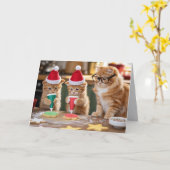 Jolis cookies de Noël de chat orange  Carte (Fleur jaune)