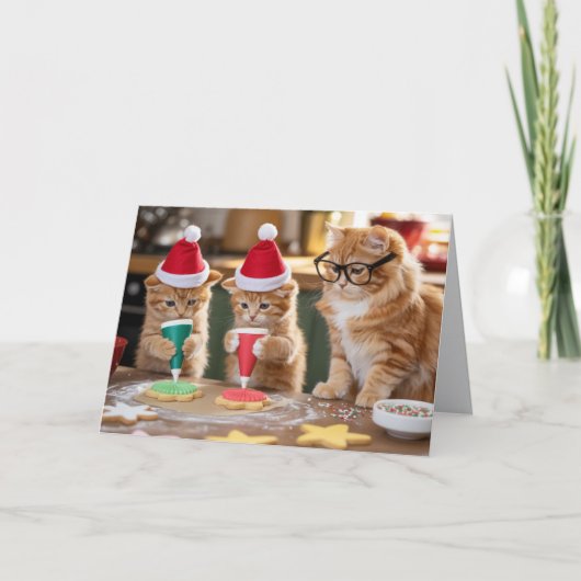 Jolis cookies de Noël de chat orange  Carte (Devant)