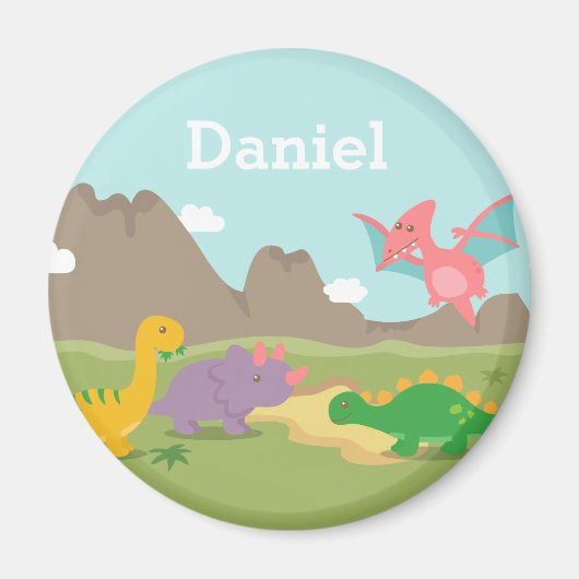Jolis Dinosaures Colorés Aimant pour Enfants (Devant)