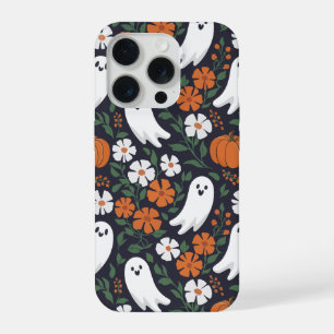 Jolis Fantômes Fleurs et Citrouilles Motif Hallowe