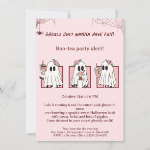 Jolis Fantômes Roses Invitation de Fête d'Hallowee