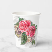 Jolis Gobelets en Papier Roses Rouges (Verso)