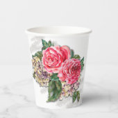 Jolis Gobelets en Papier Roses Rouges (Recto)