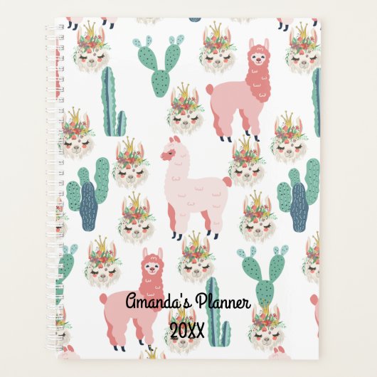 Jolis Llamas roses et Cactus vert (Devant)