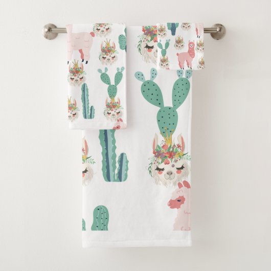 Jolis Llamas roses et Cactus vert (En situation)