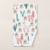 Jolis Llamas roses et Cactus vert (Serviette à main)