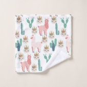 Jolis Llamas roses et Cactus vert (Gant de toilette)