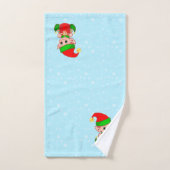 Jolis lutins de Noël sur fond bleu clair (Serviette à main)